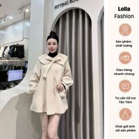 Áo Khoác Măng Tô Nữ Dáng Ngắn Cổ Sen Kèm Đai Eo Dáng Xòe Tiểu Thư AK0100 - lolla fashion