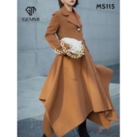 Áo khoác măng tô nữ thiết kế cúc ngọc trai dáng dài dạ cao cấp Gemmi fashion, MS115