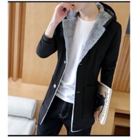 Áo Khoác Mangto Lót Lông Nam Nữ Dáng Dài Trơn Đơn Giản & Lịch Lãm Hàn Quốc AKD08