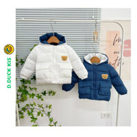 Áo Khoác Mặt Gấu Cho Bé D.DUCK KIDS Áo Phao 2 Túi Cho Bé Trai- Bé Gái Cực Ấm Từ 8-22Kg