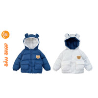 Áo Khoác Mặt Gấu Cho Bé SÂU SHOP, Áo Phao 2 Túi Cho Bé Trai- Bé Gái Cực Ấm Từ 8-22Kg