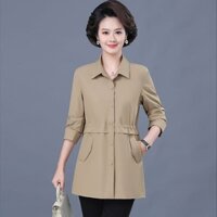Áo khoác mẹ xuân thu áo gió phong cách mới dành cho nữ 50 đến 60 tuổi trung niên và người già ánh sáng