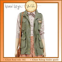 Áo Khoác Military Áo Khoác Kiểu Màu Xanh Quân Đội Không Có Tay Có Eo Rút Dây Cực Cá Tính