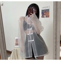 Áo Khoác Mỏng Cổ Tàu Tay Dài Form Rộng Có Thể Phối Với Ti Tỉ Các Item Đủ Màu Sắc