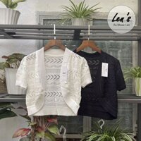 Áo khoác mỏng dáng lửng ren tay ngắn khoác nhẹ hoạ tiết mũi tên Len shop