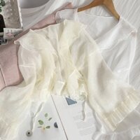 Áo Khoác Mỏng Nhún Bèo Chất Voan Đẹp Hàng Quảng Châu A09