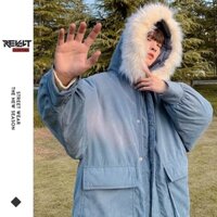 Áo khoác mũ lông phao nam nữ Unisex dáng rộng Hàn Quốc RevoltClothes - lông mũ tháo được AK04