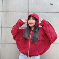 Áo khoác mũ nhung tăm