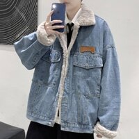 Áo khoác mùa đông bông phối jean Fleece Dày ,Denim Nam mới nhất, bao ấm áp cho boy cô đơn