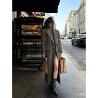 Áo khoác mùa đông cho bé gái áo khoác phong cách Hàn Áo khoác dạ họa tiết xương cá cổ áo vest màu nâu áo khoác len Maillard dáng dài vừa mẫu mới thu đông cho nữ