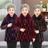 Áo Khoác Mùa Đông Dáng Dài Giả Lông Chồn Phong Cách Mới Cho Phụ Nữ trung niên, người già, cho Bà Mẹ