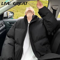Áo khoác mùa đông nam LIVE GREA, đơn giản và sành điệu, màu trơn, ấm áp và đa năng, áo khoác cổ đứng