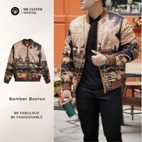 Áo khoác nam bomber Boston MKCLEVER chất liệu vải gió mịn, họa tiết độc lạ, form dáng trẻ trung, phong cách