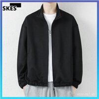 Áo Khoác Nam Cardigan cổ đứng trào lưu đơn giản dáng rộng mẫu xuân thu Áo Jacket Nam Thanh Niên Anh