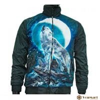 Áo Khoác Nam chó sói, kiểu gió, hình in 3D nổi bật, vải dù 2 lớp, cực nam tính mạnh mẽ