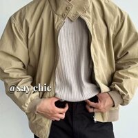 Áo khoác nam cổ cao màu trơn Áo khoác dài tay cổ điển kiểu Mỹ mới mùa xuân