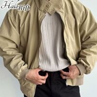 Áo khoác nam cổ cao màu trơn Áo khoác dài tay cổ điển kiểu Mỹ mới mùa xuân