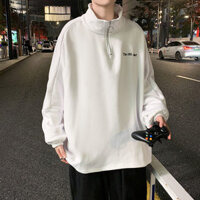 Áo khoác nam cổ lọ nửa đầu có khóa kéo mùa đông, áo khoác dày dạn, không mũ, phong cách Hồng Kông, thời trang, thoải mái