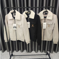 Áo khoác Nam Da Lộn đai chun, cổ Lông Lót Lông mịn thời trang hàn