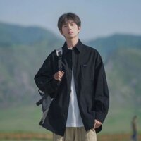 Áo khoác nam dài tay màu đen