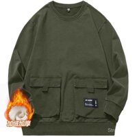 Áo khoác nam dáng rộng tay dài cổ tròn thời trang mới, áo len oversized mùa thu đông