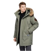 Áo khoác nam dày dặn, áo khoác Parka ấm áp có mũ trùm đầu, chống nước, chống gió