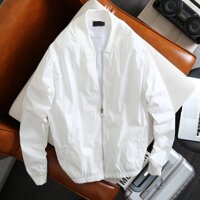 Áo Khoác Nam Dù 2 lớp Xin có túi trong khóa kéo túi ngoài, Áo khoác Nam trắng trơn thương hiệu Julido Store KFF01 - TRẮNG - Size XXL 71-82kg