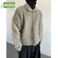 Áo khoác nam EERSHENSHI đơn sắc giả chồn thiết kế Hàn Quốc áo khoác lông dáng rộng unisex