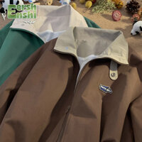 Áo khoác nam EERSHENSHI Màu nâu Retro Mỹ Bảo hộ lao động nữ xu hướng quốc gia Áo khoác cặp đôi