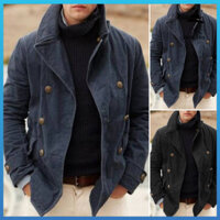 Áo khoác nam Frolada Áo khoác Cardigan dáng rộng vừa vặn dài tay cổ bẻ đôi ngực giữ ấm màu trơn mùa thu đông Áo khoác nam thông thường cho ngoài trời