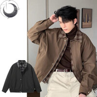 Áo khoác nam giả hai mảnh kẻ sọc Mỹ cổ điển dễ dàng kết hợp hàng đầu mới