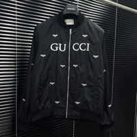 Áo Khoác Nam GUCCI Kẻ Thêu logo Siêu Đẹp - Áo Bomber Nam GUCCI Hàng Cao Cấp