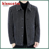 Áo khoác nam HOT Áo khoác Polyester đa năng Áo khoác thời trang nam sọc Áo khoác Cardigan ấm áp sành điệu Áo khoác dài vừa phải cho phong cách kinh doanh thông thường Plus Kích thước tùy chọn Có sẵn