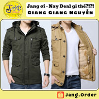 Áo khoác nam kaki lót lông có mũ ( có ảnh thật phía cuối)