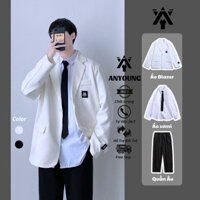 Áo Khoác Nam Kiểu Blazer Anyoung Áo Blazer Nam Nữ Form Rông Dáng Unisex Trẻ Trung Năng Động Mà Cá Tính Siêu Hot Ad09 - H