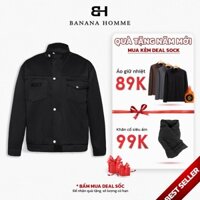 Áo Khoác Nam Nỉ Khuy Bấm Túi Ngực Dày Dặn 2 Màu Đen Trắng - Áo Khoác Nỉ Nam Banana Homme 23AKJ37
