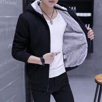 Áo khoác nam nỉ lót lông có mũ thời trang CK612 đen