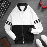 Áo khoác nam nỉ poly, áo khoác thể thao nam cổ bomber 3 sọc đơn giản Hara Fashion