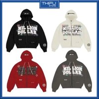 Áo Khoác Nam Nữ Hoodie Zip Dây Kéo 2 Đầu Form Rộng Boxy Mũ Rộng 2 Lớp Dày Dặn Bo Gân Thời Trang In Nổi MILLION DOLLAR
