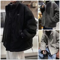 Áo khoác nam nữ lót lông cừu cao cấp -  Áo khoác phao nam 3 lớp mặc được cả 2 mặt cực đẹp chịu rét đại Hàn form rộng - H