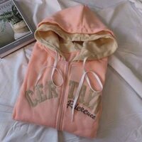 Áo Khoác Nam Nữ Nón 2 Lớp Thêu CERTAIN - Kiểu Hoodie Có Dây Kéo -Chống Nắng Thu Đông - HỒNG - L