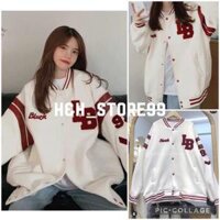Áo khoác nam nữ thể thao ulzzang 3 sọc màu be Áo sweater hoodie nỉ bông kiểu dáng thể thao form rộng unisex K33 - K34-Trắng