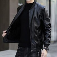 Áo khoác nam SNOWFLAKE chất da PU nhập khẩu cao cấp | jacket đen