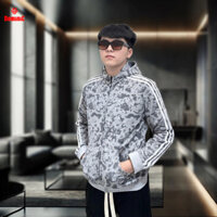 Áo Khoác nam thể thao nỉ thun chân cua, áo chống nắng QC xám trắng  - Dominic