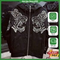 Áo Khoác Nam Thêu Hổ Bạc Sliver, Chất Liệu Mềm Mịn, Mùa Đông