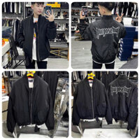 Áo Khoác Nam Trơn Trần Bông Thêu Chữ Lưng Cực Đẹp - Áo Khoác Nam Bomber Thêu Logo Hot Hit