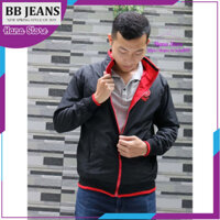 Áo khoác nam vải dù - áo khoác jean unisex - hai mặt lót thun cào thể thao cao cấp_Hình thật
