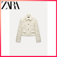 Áo khoác ngắn họa tiết ZARA 25 mùa xuân mới dành cho nữ
