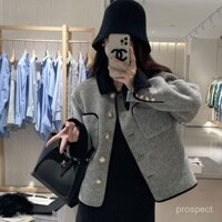 Áo khoác ngắn màu xám áo dài tay khí chất cổ điển