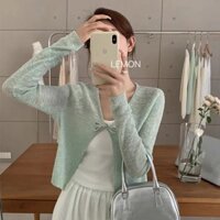 Áo khoác ngắn mỏng bằng lụa lạnh cho phụ nữ mùa hè, áo vest nhỏ bảo vệ nắng, áo cardigan đan Follow Me 61YL